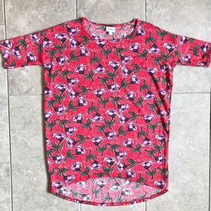 Lularoe red + floral 'Perfect T'